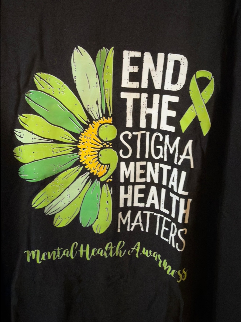 Mental Health Awareness Graphic Tee - Green Daisy Ribbon